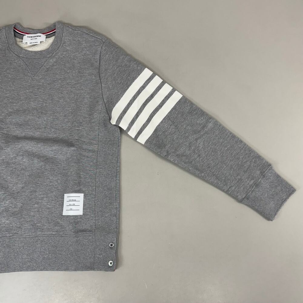 THOM BROWNE Crew Neck Classic Pullover LoopBack Men's Sz 1 Grey MJT085A-03377 - Picture 3 of 12
